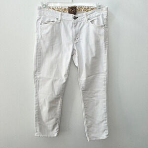 Rich and Skinny Womens White Skinny Jeans Cropped Ankle Sz 30 Cotton Preppy